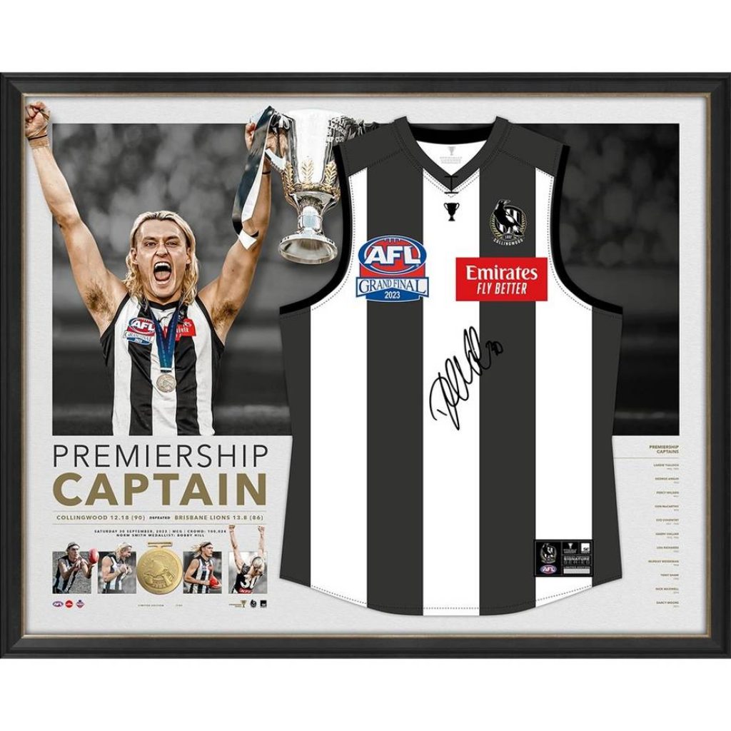 AFL 2023 Premiership - Collingwood Magpies – Darcy Moore Signed Premiership Guernsey Display - S1 | Darcy_Moore_Signed_Guernsey_1.jpg