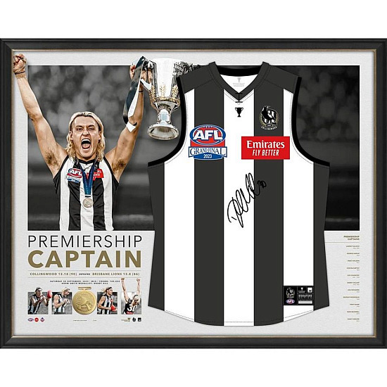 AFL 2023 Premiership - Collingwood Magpies – Darcy Moore Signed Premiership Guernsey Display - S1